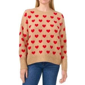 NWOT Vince Camuto Red Heart Pattern Sweater